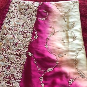 Sari with lots of zari work with matching blouse